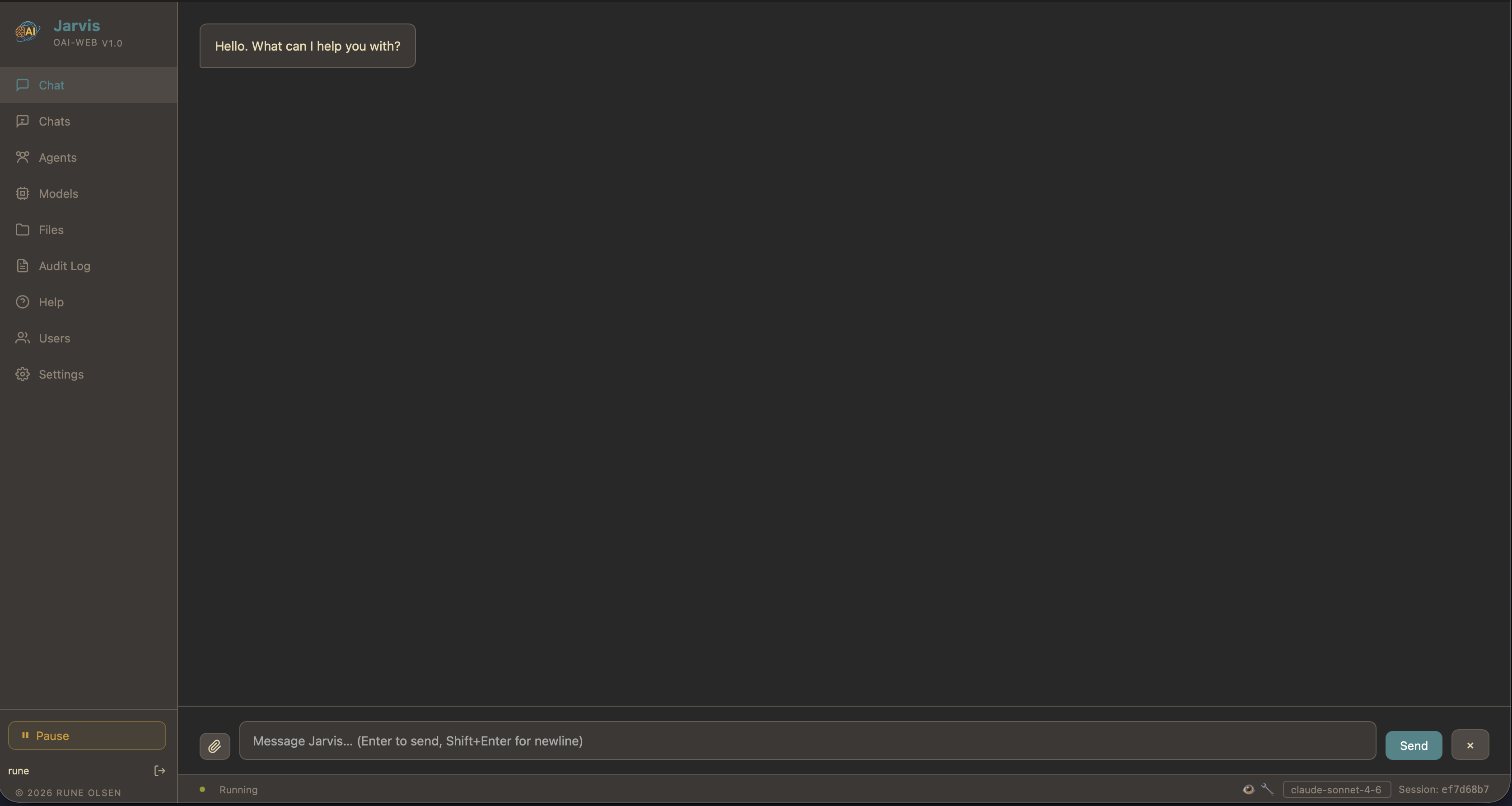 Jarvis Chat Interface
